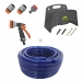 Kit Mangueira Siliconada Azul 50m Esguicho, Engate Rapido Esguicho 6 Jatos e Suporte Tramontina