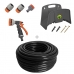 Kit Mangueira Siliconada Preta 50m Esguicho, Engate Rapido Esguicho 6 Jatos e Suporte Tramontina